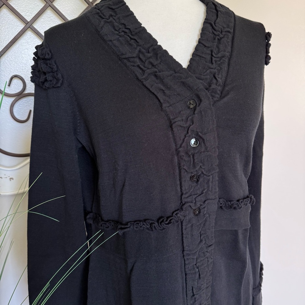 NWT HEATHER B Size Large Black Cardigan Sweater - Picture 2 of 5
